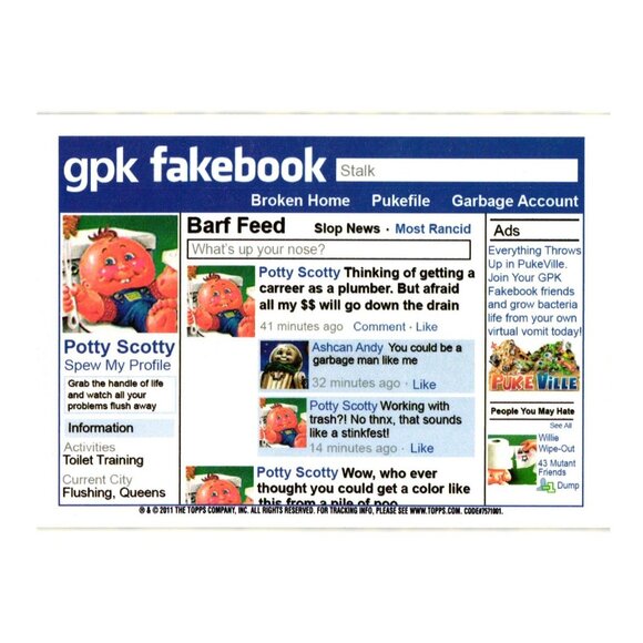 Garbage Pail Kids Flashback 11a Mad Donna Trading Card GPK Fakebook 2011 Yellow - Picture 2 of 2